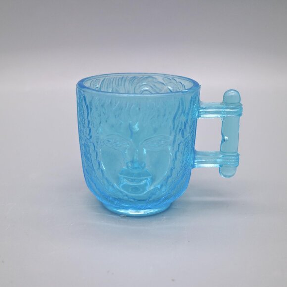 Antique EAPG Columbia Glass Blue Boy and Girl Face Cup Mug - Picture 1 of 6